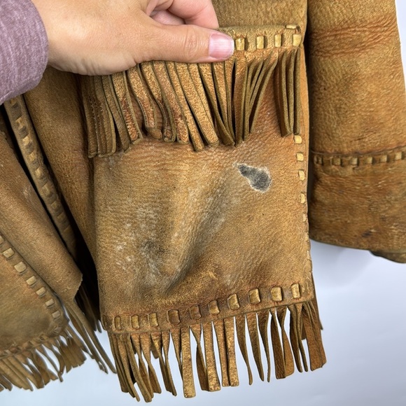 Vintage Buckskin Leather Western Fringe Jacket Size Large - Picture 10 of 14